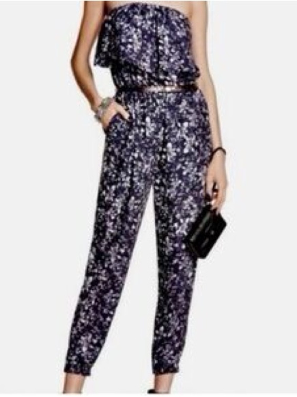 NWT Princess Vera Wang Strapless Flounce Jumpsuit (L)